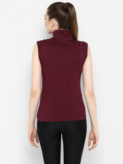 Appulse Women's Sleeveless 1/4 Zip Hi Neck T-Shirt | Women | Premium Cotton | Activewear | Athleisure