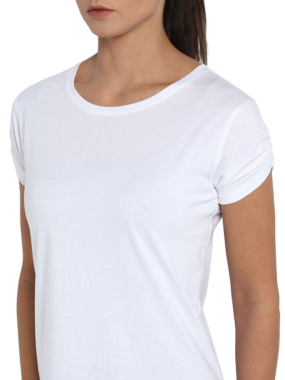 Appulse Women's Gathering sleeve Round Neck T-Shirt | Women | Premium Cotton | Activewear | Athleisure