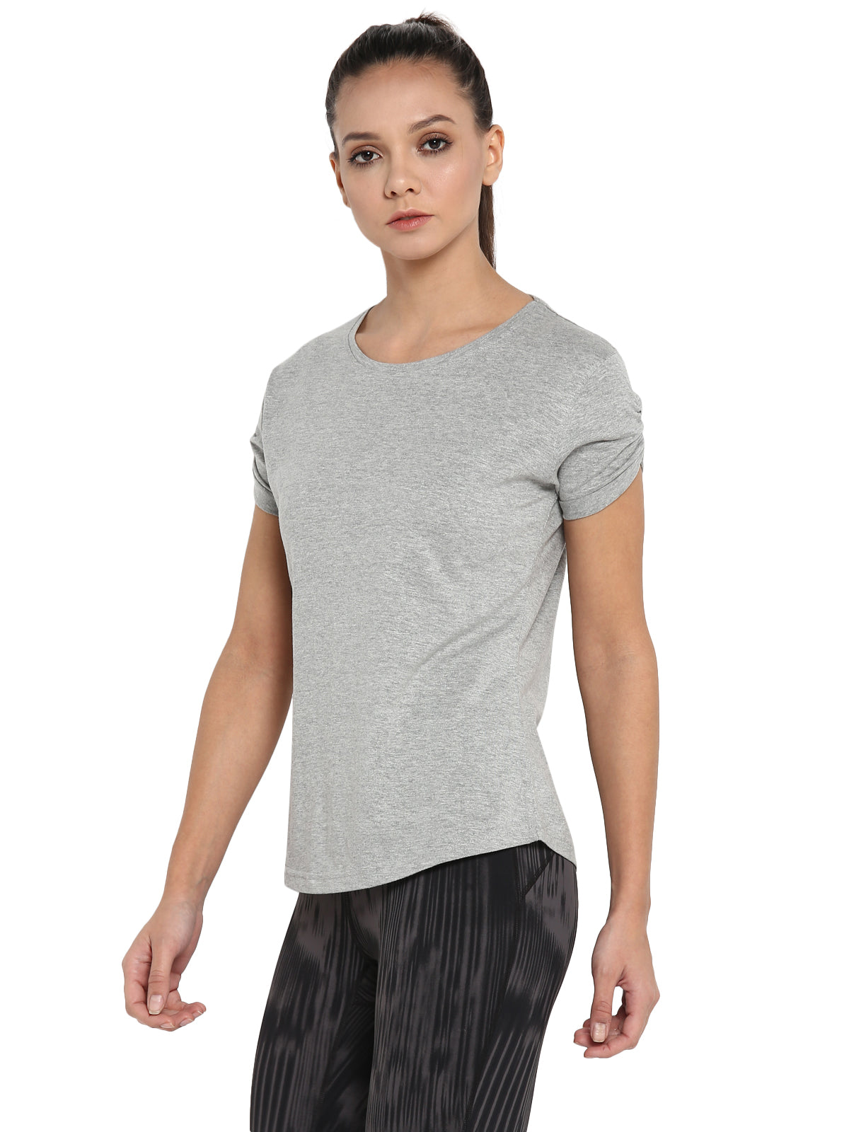 Appulse Women's Gathering sleeve Round Neck T-Shirt | Women | Premium Cotton | Activewear | Athleisure
