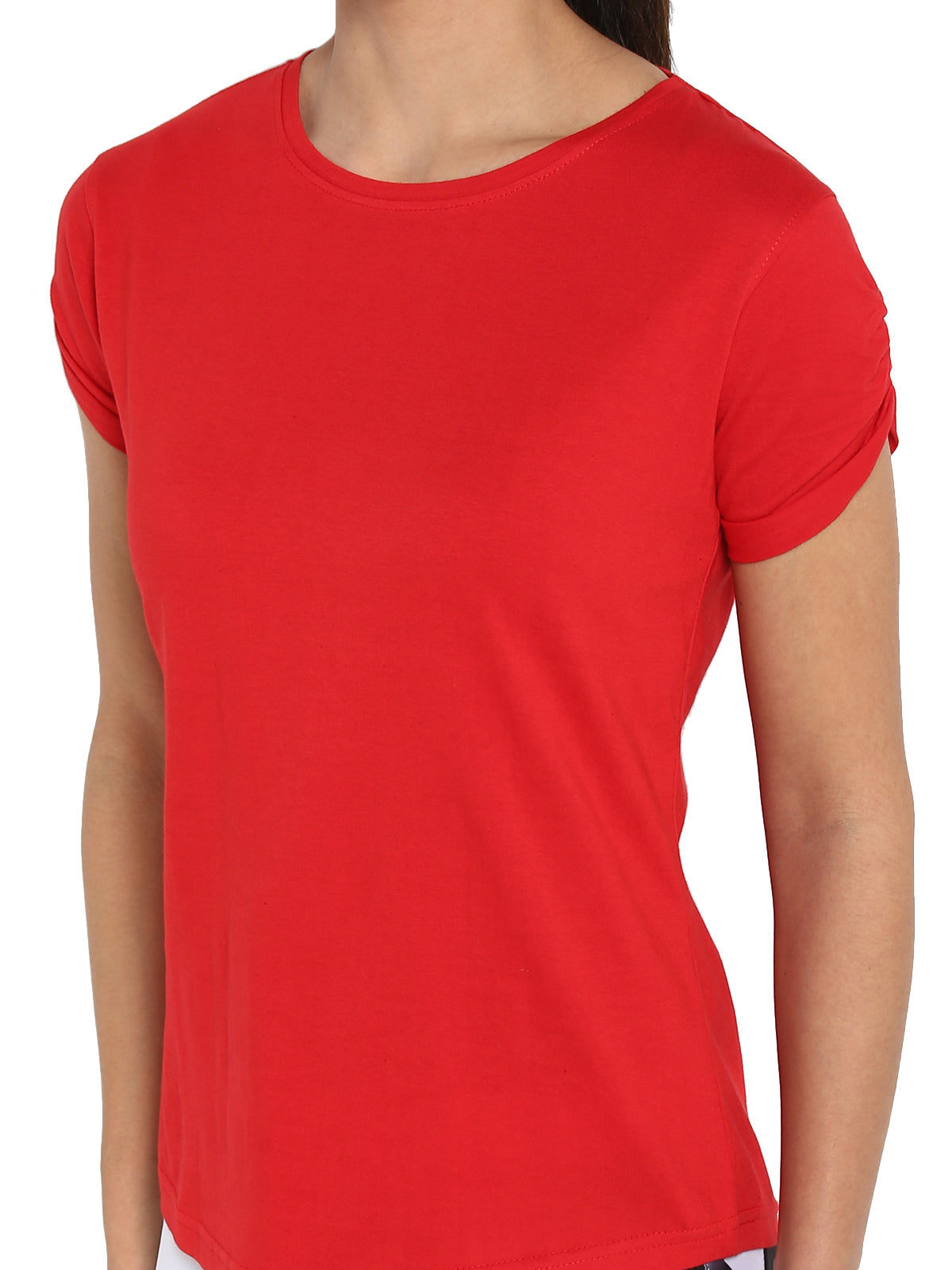 Appulse Women's Gathering sleeve Round Neck T-Shirt | Women | Premium Cotton | Activewear | Athleisure
