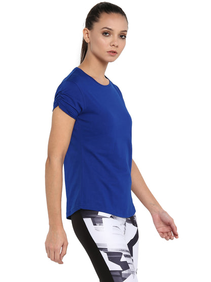Appulse Women's Gathering sleeve Round Neck T-Shirt | Women | Premium Cotton | Activewear | Athleisure