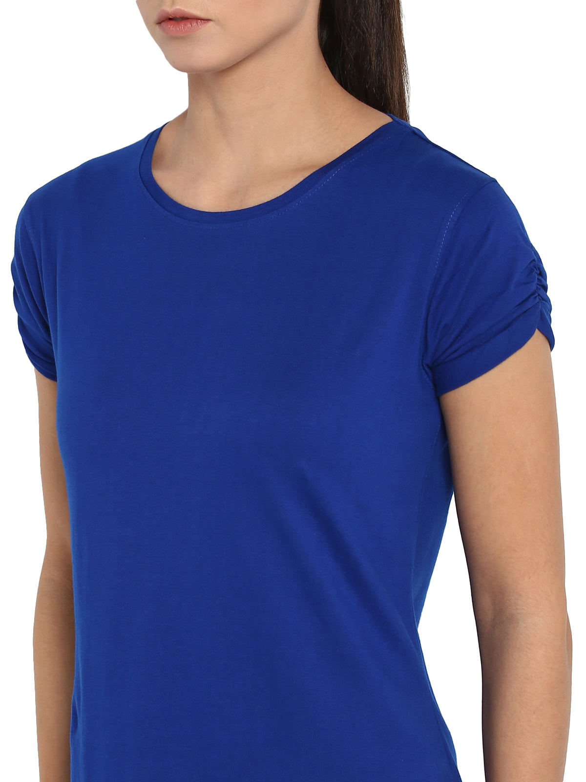 Appulse Women's Gathering sleeve Round Neck T-Shirt | Women | Premium Cotton | Activewear | Athleisure