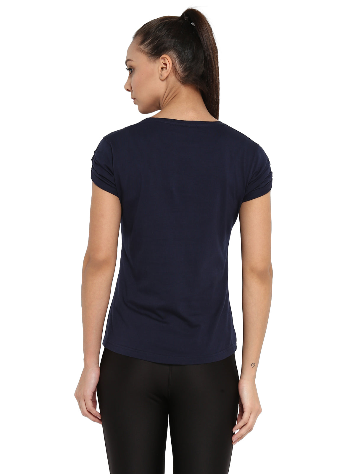 Appulse Women's Gathering sleeve Round Neck T-Shirt | Women | Premium Cotton | Activewear | Athleisure