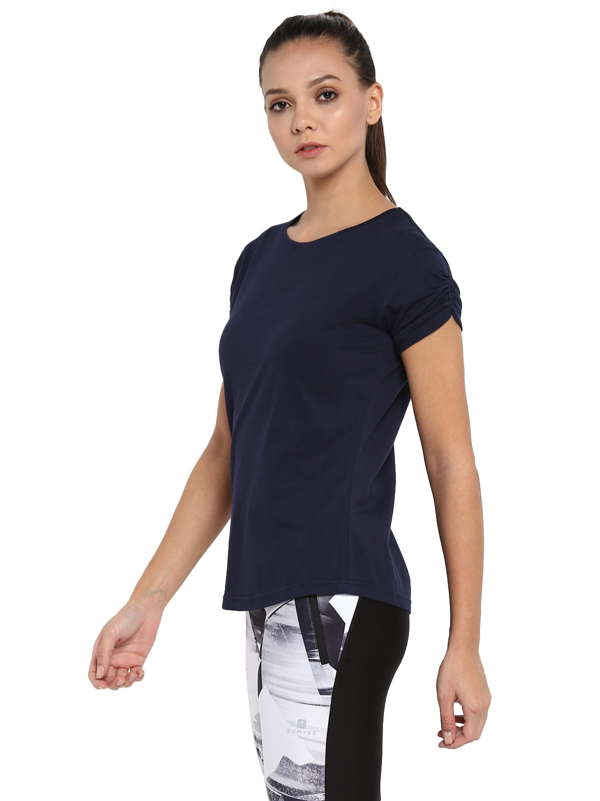 Appulse Women's Gathering sleeve Round Neck T-Shirt | Women | Premium Cotton | Activewear | Athleisure