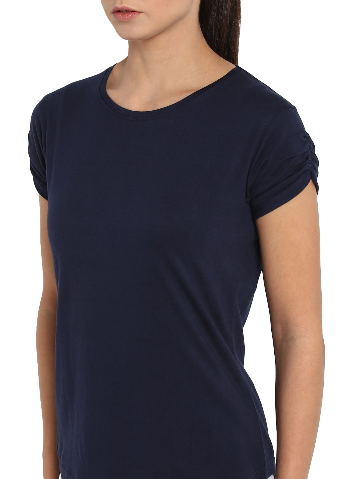 Appulse Women's Gathering sleeve Round Neck T-Shirt | Women | Premium Cotton | Activewear | Athleisure