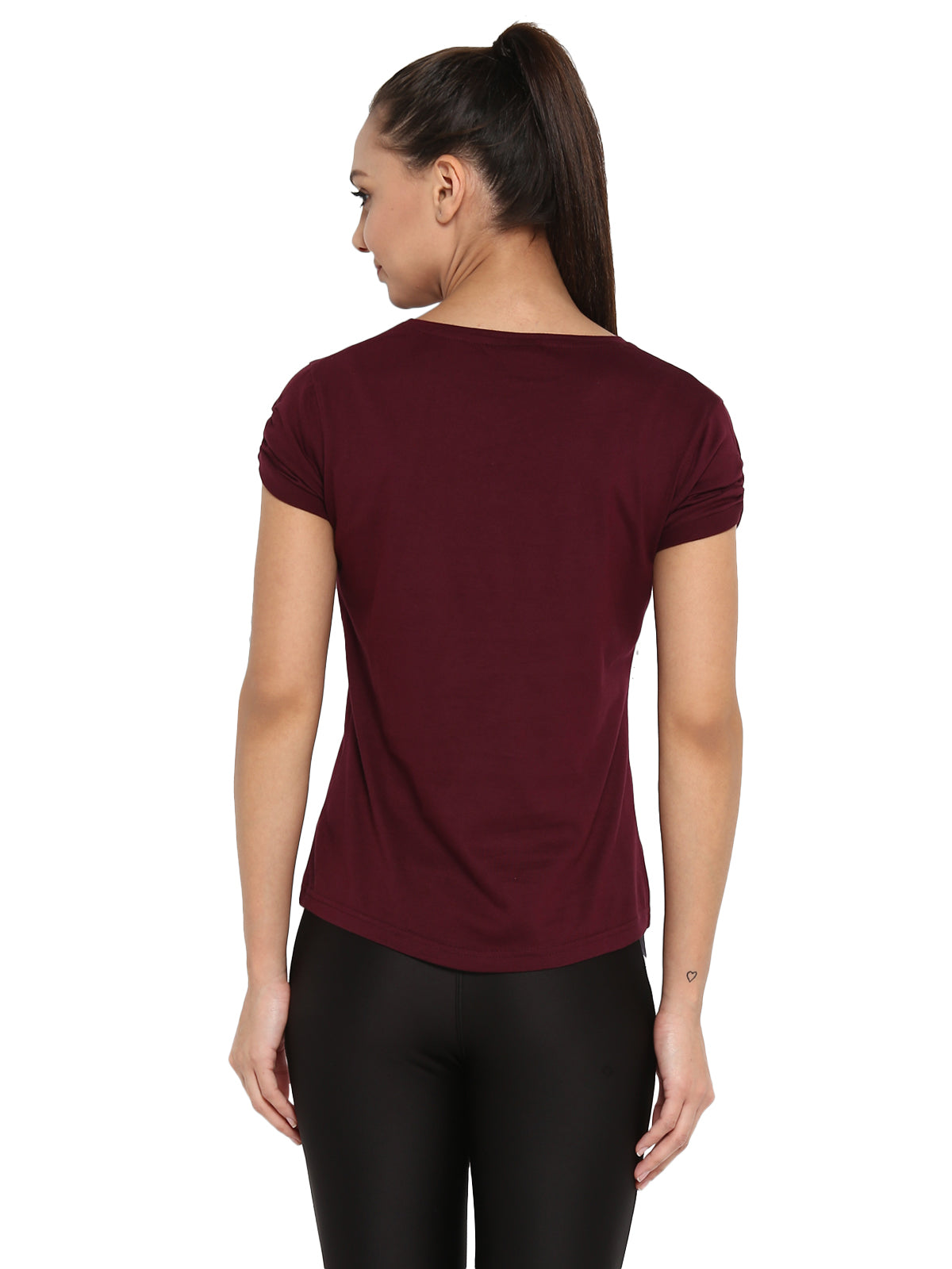 Appulse Women's Gathering sleeve Round Neck T-Shirt | Women | Premium Cotton | Activewear | Athleisure