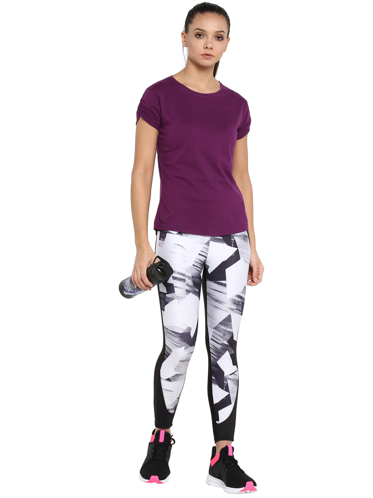 Appulse Women's Gathering sleeve Round Neck T-Shirt | Women | Premium Cotton | Activewear | Athleisure