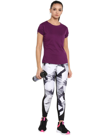 Appulse Women's Gathering sleeve Round Neck T-Shirt | Women | Premium Cotton | Activewear | Athleisure