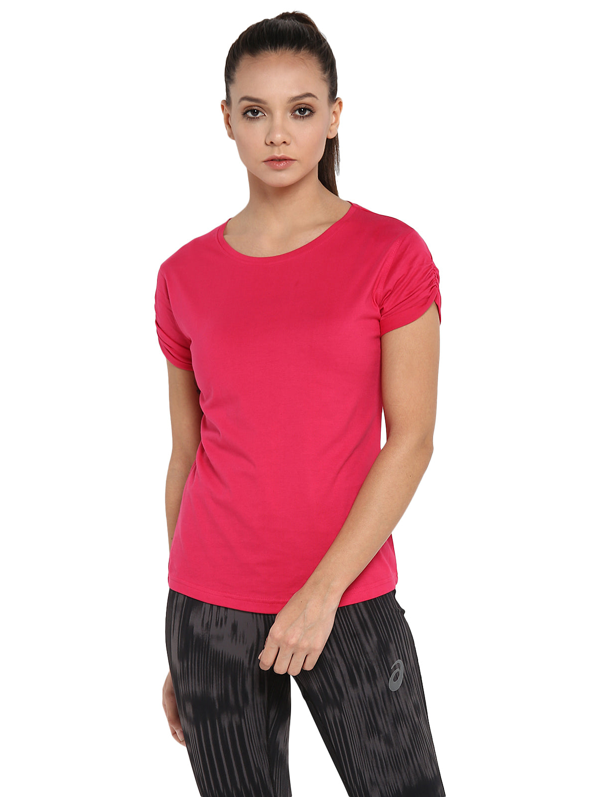 Appulse Women's Gathering sleeve Round Neck T-Shirt | Women | Premium Cotton | Activewear | Athleisure