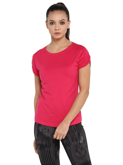 Appulse Women's Gathering sleeve Round Neck T-Shirt | Women | Premium Cotton | Activewear | Athleisure