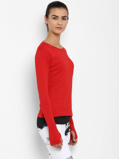 Appulse Women's Round Neck Long Sleeve Thumopen T-Shirt | Women | Premium Cotton | Activewear | Athleisure