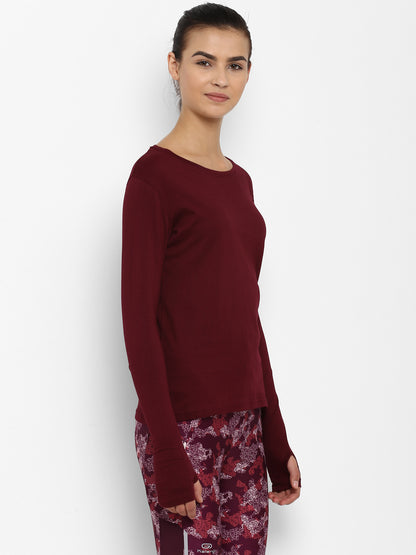 Appulse Women's Round Neck Long Sleeve Thumopen T-Shirt | Women | Premium Cotton | Activewear | Athleisure