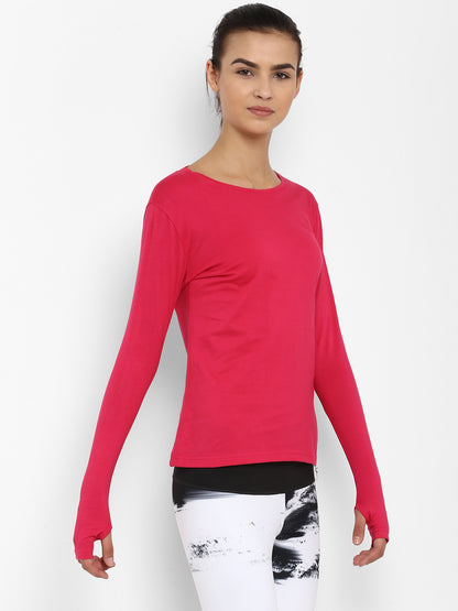 Appulse Women's Round Neck Long Sleeve Thumopen T-Shirt | Women | Premium Cotton | Activewear | Athleisure