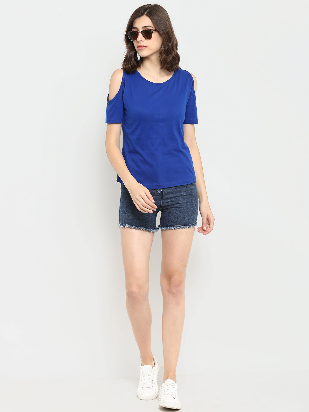 Appulse Women's Round Neck Cold Shoulder T-Shirt | Women | Premium Cotton | Activewear | Athleisure